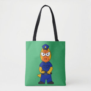 Pachycephalosaurus Police Officer. Tote Bag