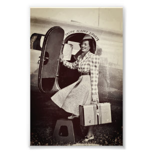 Pacific Alaska Airlines Stewardess Air Hostess Photo Print