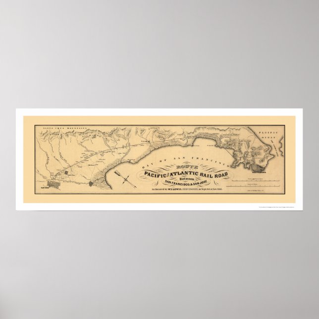 Pacific & Atlantic Railroad Map 1851 Poster (Front)