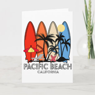 Pacific Beach California Retro Surfboard Vintage Card