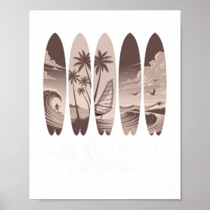Pacific Beach California Surfboard Men Women Surfi Poster