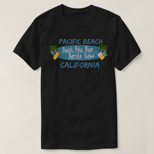 Pacific Beach  San Diego California Surf 92109 PB T-Shirt (Design Front)