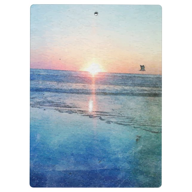 Pacific Beach Sunset Watercolor Clipboard (Back)