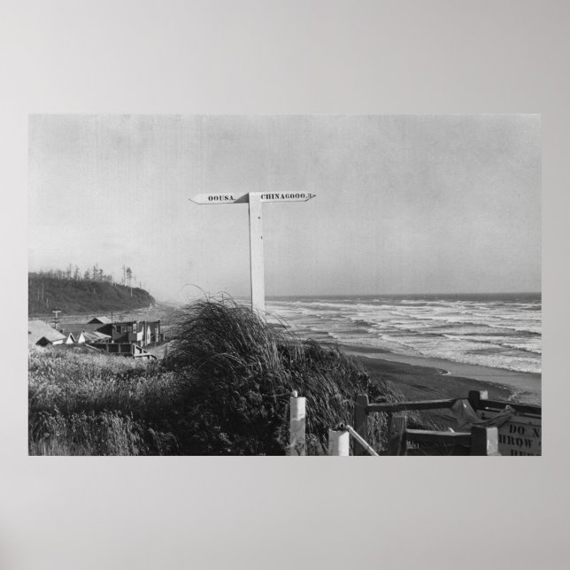 Pacific Beach, WA - Sign Miles to China (Front)