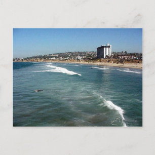 Pacific Beaches Waves Surfers Sand San Diego Ocean Postcard