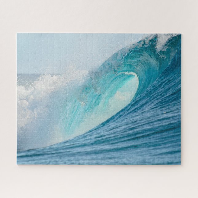 Pacific big surfing barrel wave breaking jigsaw puzzle (Horizontal)