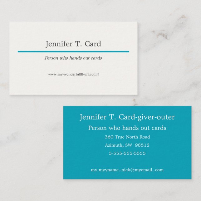 Pacific Blue 00A1B9 Monochrome Single Solid Colour Business Card (Front/Back)