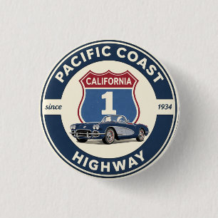 pacific coast highway CLASSICCAR california route 3 Cm Round Badge