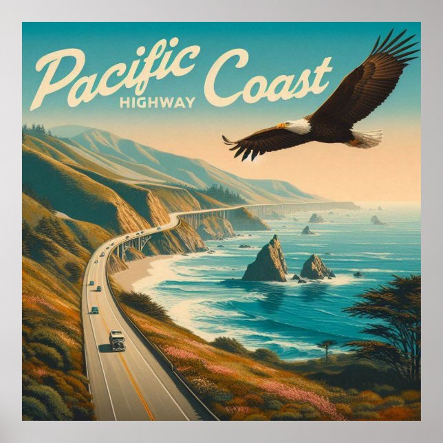 Pacific Coast Highway Eagle Poster (Front)