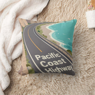 Pacific Coast Highway Graphic Travel Art Cushion