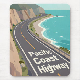 Pacific Coast Highway Graphic Travel Art Mouse Mat