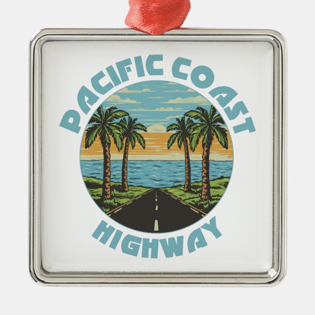 Pacific Coast Highway Palm Trees Metal Tree Decoration (Front)