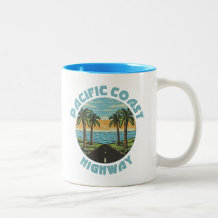 Pacific Coast Highway Palm Trees Two-Tone Coffee Mug