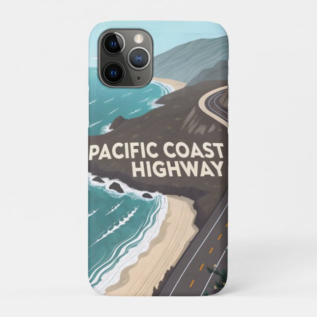 Pacific Coast Highway Retro Travel Art Case-Mate iPhone Case (Back)