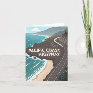 Pacific Coast Highway Retro Travel Art Holiday Card