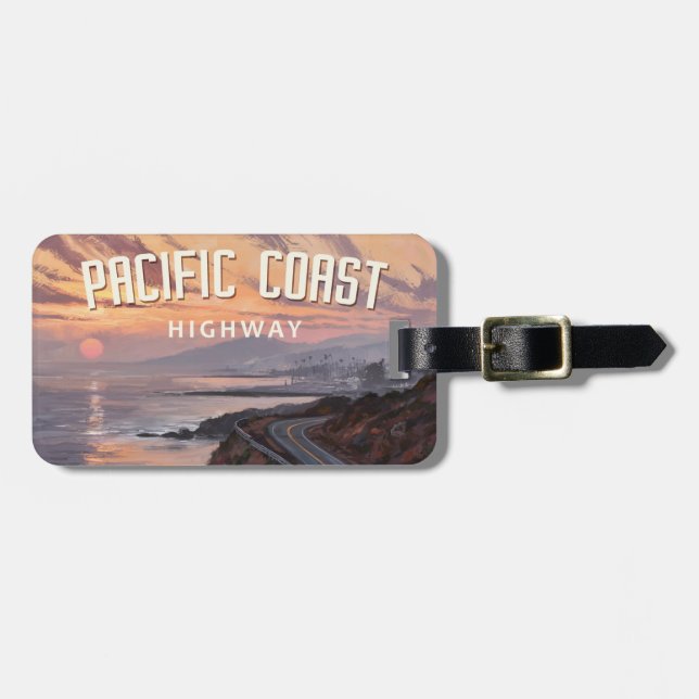 Pacific Coast Highway Sunset Luggage Tag (Front Horizontal)