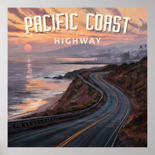 Pacific Coast Highway Sunset Poster