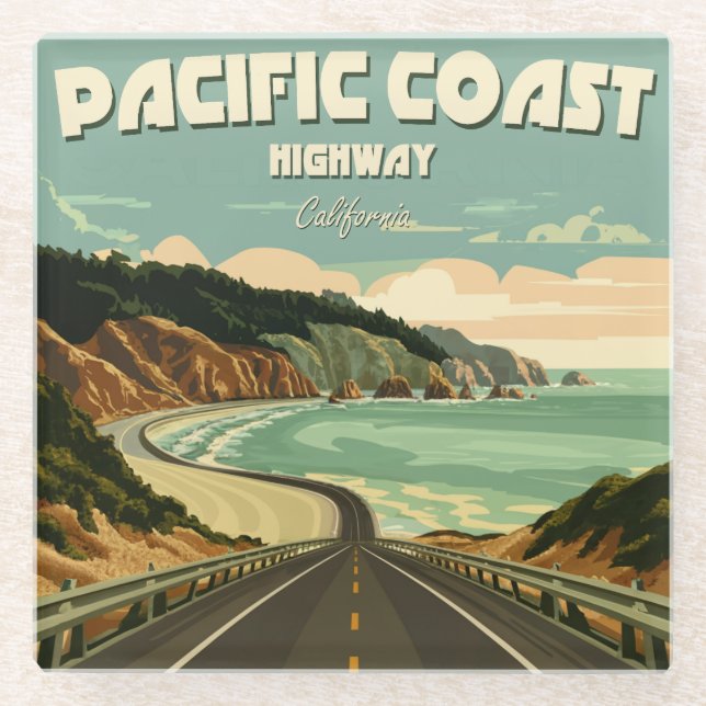 Pacific Coast Highway Vista Glass Coaster (Front)