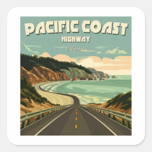Pacific Coast Highway Vista Square Sticker