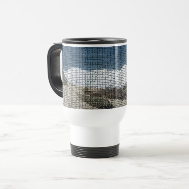 Pacific Coast Landscape Photo Beach Waves Mosaic Travel Mug (Front Left)
