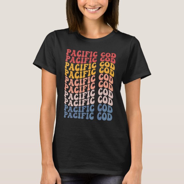 Pacific Cod Groovy Retro Fish T-Shirt (Front)