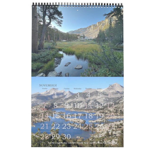 Pacific Crest Trail and Mt Whitney Calendar (Nov 2027)