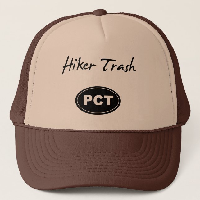 Pacific Crest Trail Hiker Trash Brown Trucker Hat (Front)
