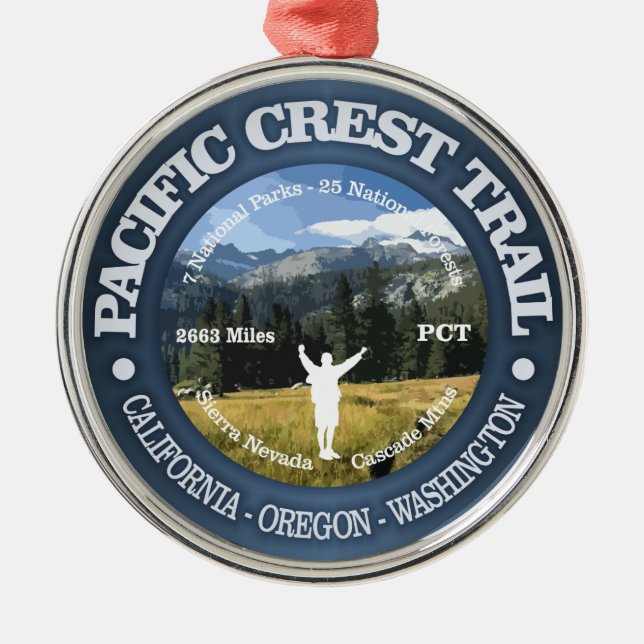 Pacific Crest Trail Metal Tree Decoration (Front)