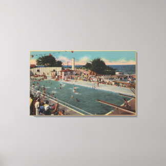 Pacific Grove, CA - Municipal Swimming Pool View Canvas Print