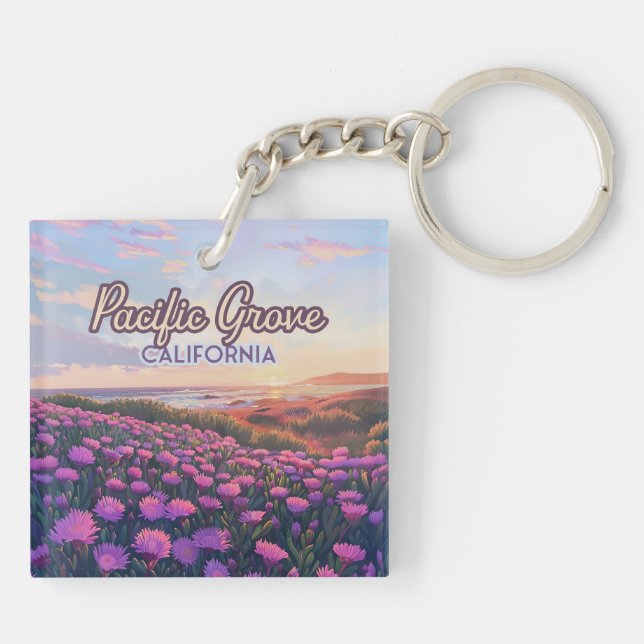 Pacific Grove California Monterey Magic Purple Key Ring (Back)
