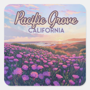 Pacific Grove California Monterey Magic Purple Square Sticker