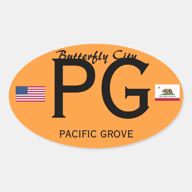 Pacific Grove European-style Oval Sticker (Front)