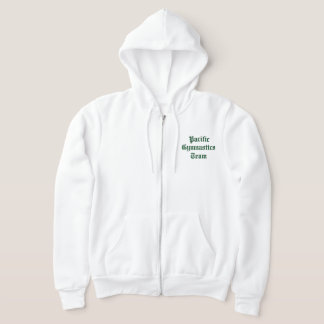 pacific gymnastics white zip hoodie 