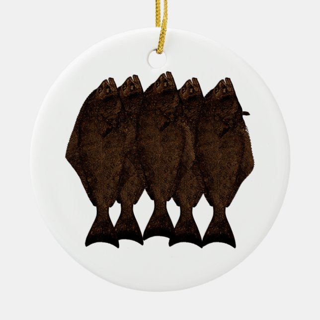 Pacific Halibut Ceramic Tree Decoration (Front)