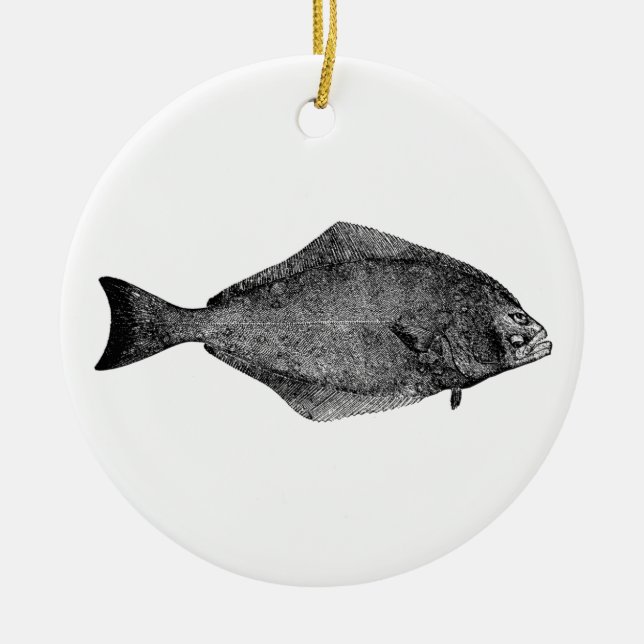 Pacific Halibut Logo Ceramic Tree Decoration (Front)