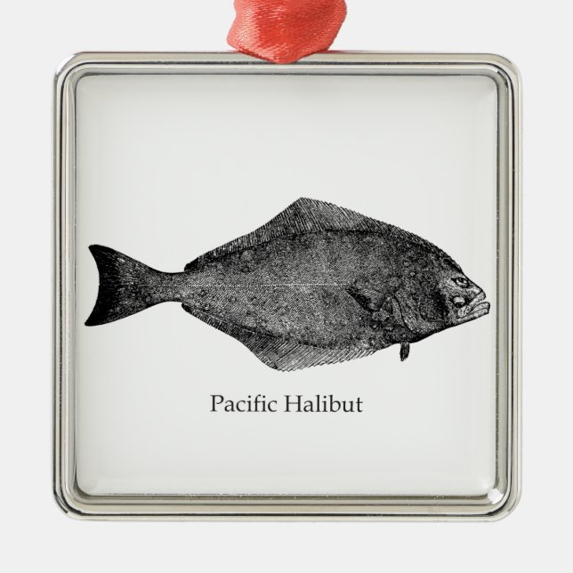 Pacific Halibut Logo Metal Tree Decoration (Front)