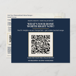 Pacific Heights Luxury Home Value QR Code Realtor  Postcard