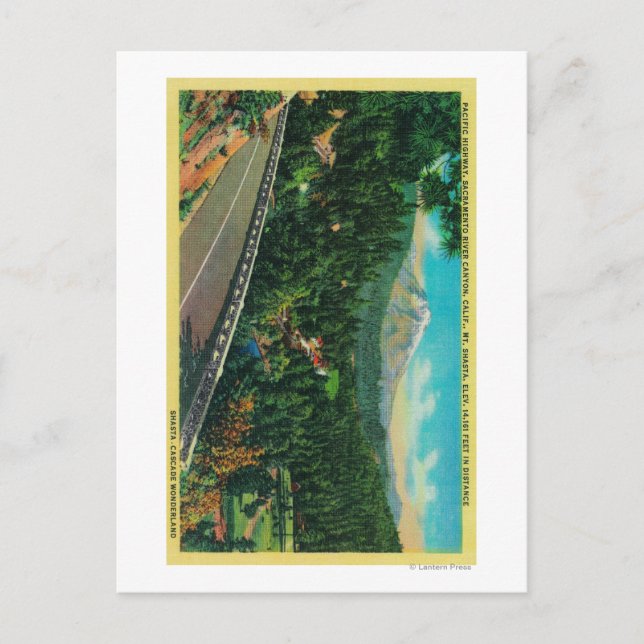 Pacific Highway with Mt. Shasta in Distance Postcard (Front)