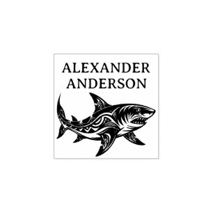 Pacific Island Shark Personalise Rubber Stamp