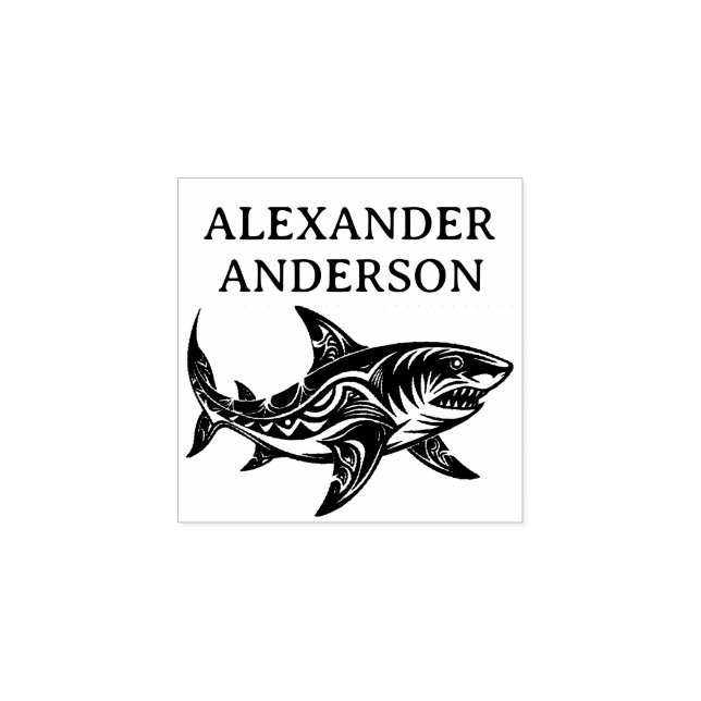 Pacific Island Shark Personalise Rubber Stamp (Imprint)