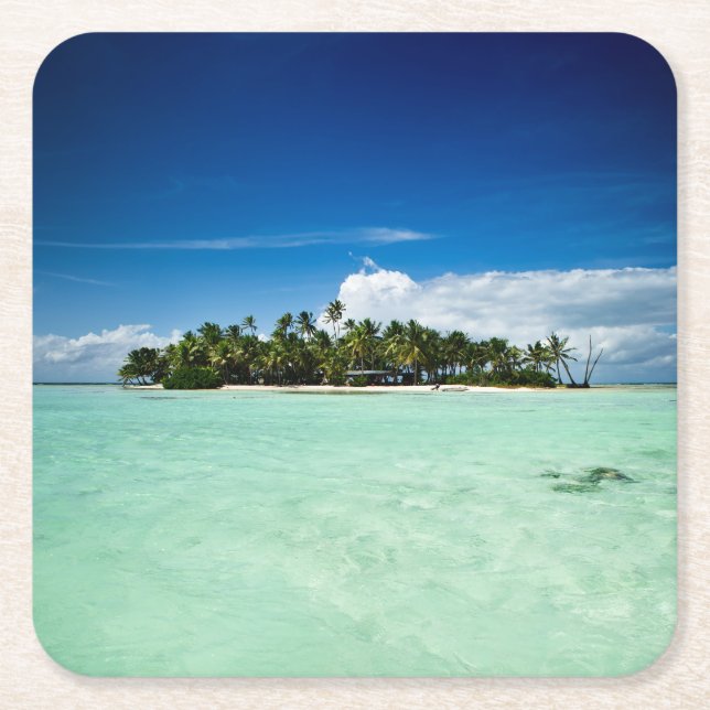 Pacific island with palm trees coaster (Front)