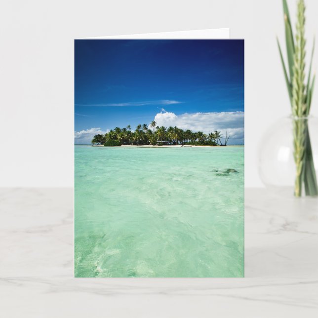 Pacific island with palm trees greeting card (Front)