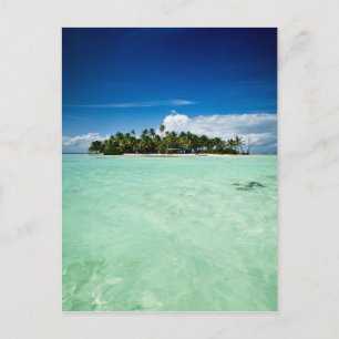 Pacific island with palm trees portrait postcard