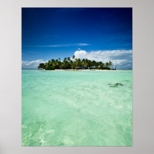 Pacific island with palm trees poster