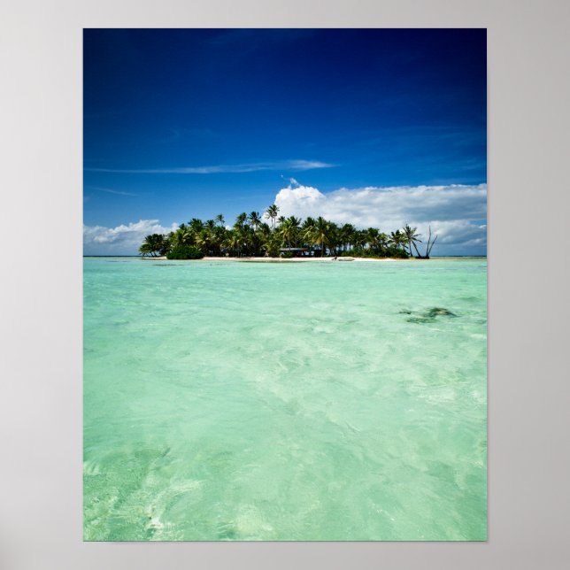 Pacific island with palm trees poster (Front)