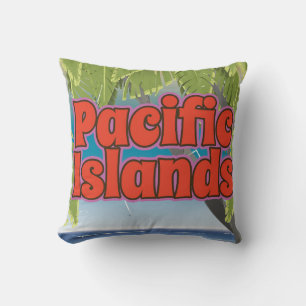 Pacific Islands Vintage vacation art Cushion