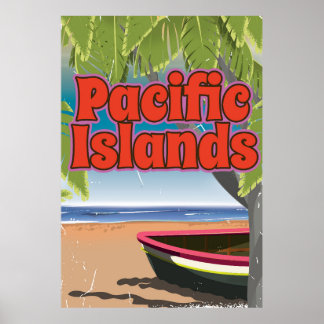 Pacific Islands Vintage vacation art Poster