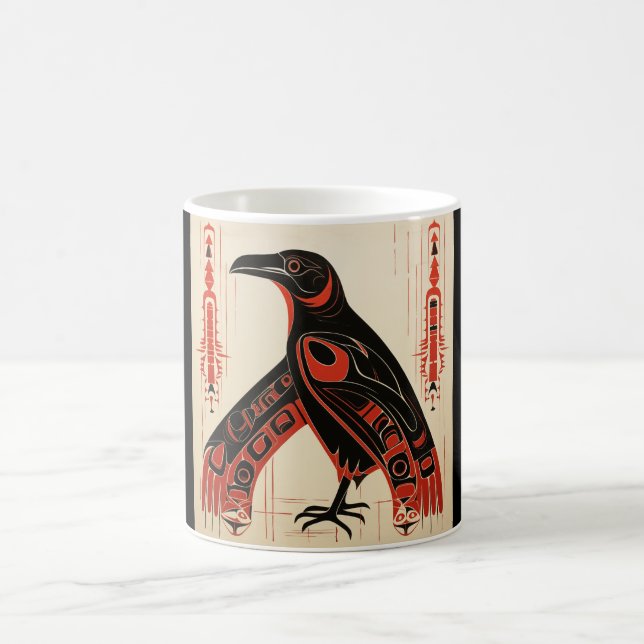 Pacific Northwest art style raven Coffee Mug (Center)