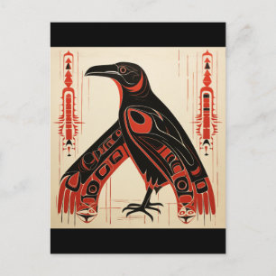 Pacific Northwest art style raven Postcard