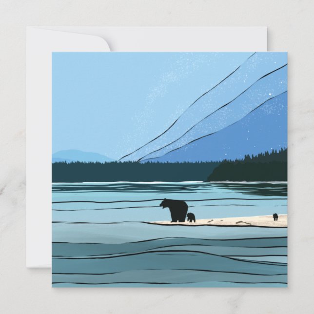 Pacific Northwest Bear Silhouette Holiday Card (Front)